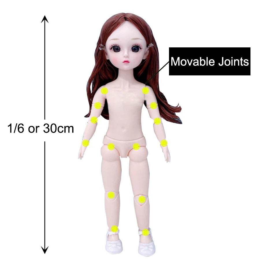 BJD Doll Nude Haploid Multiple Removable Joints 30cm 1/6 - ToylandEU