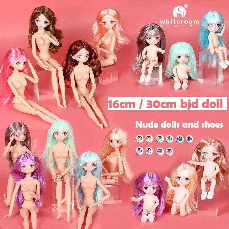 BJD Doll With Three Dimensional Eyes Long Hair 12 Inch - ToylandEU