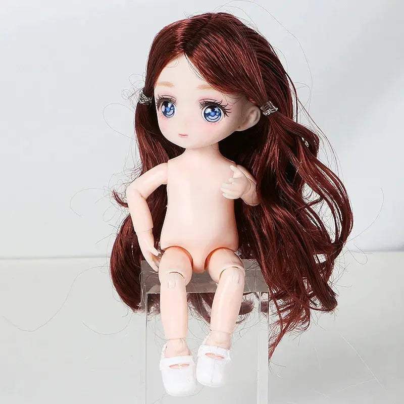 BJD Doll With Three Dimensional Eyes Long Hair 12 Inch - ToylandEU