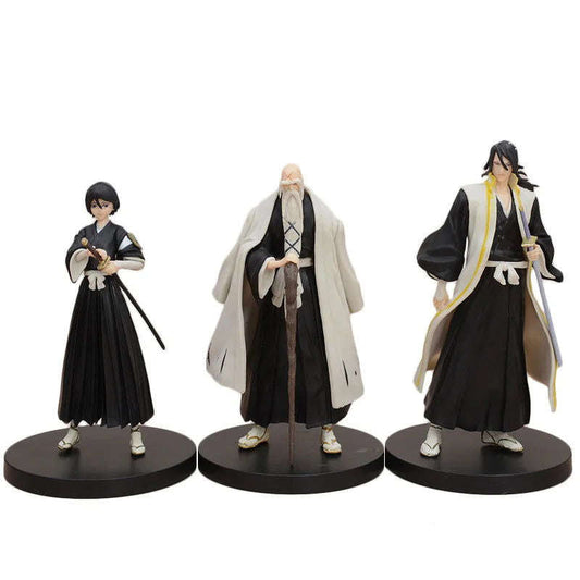  BLEACH Kuchiki Rukia Byakuya Yamamoto Genryuusai Shigekuni PVC Action Figure, Anime Figurines Standing Position Statues 16 CM 