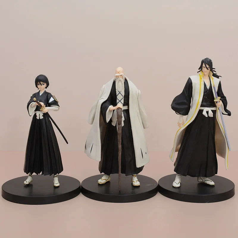  BLEACH Kuchiki Rukia Byakuya Yamamoto Genryuusai Shigekuni PVC Action Figure, Anime Figurines Standing Position Statues 16 CM 