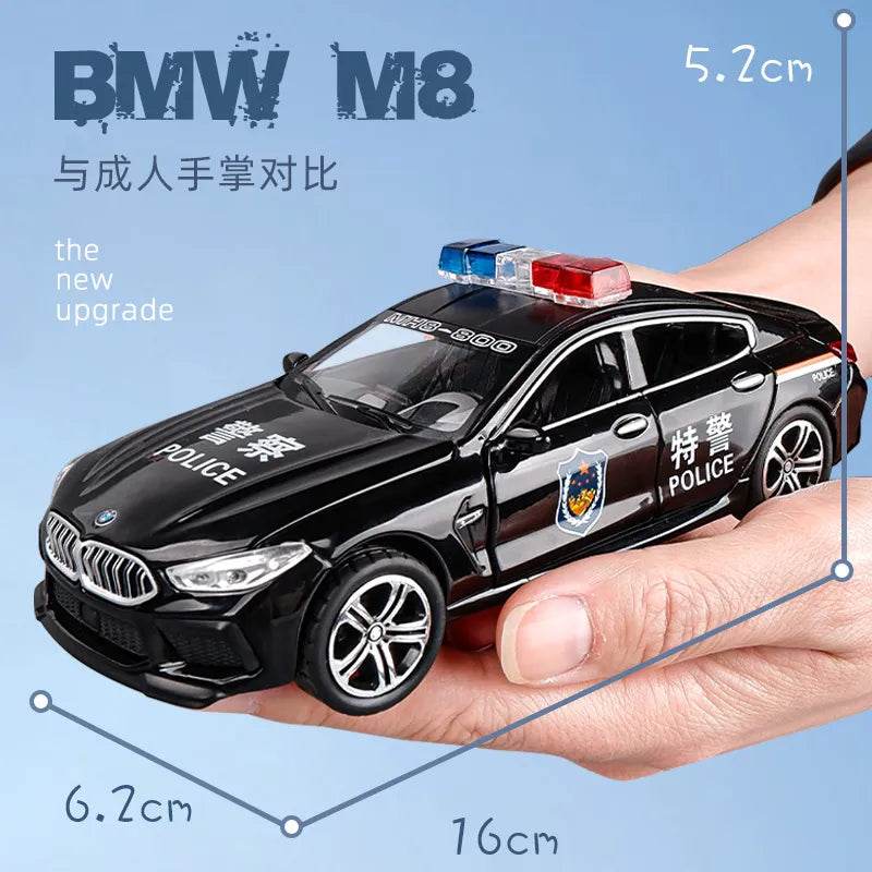 BMW 8 Series M8 Police Car 1:32 Model with Lights, Sound & Pull Back - ToylandEU