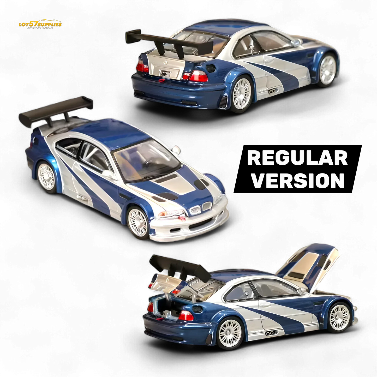BMW E46 M3 GTR Diecast Model 64 Scale Openable Hood - ToylandEU