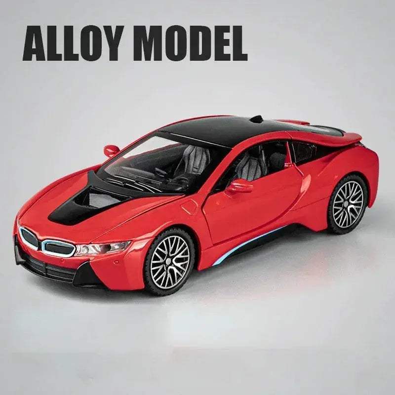 BMW I8 1:32 Diecast Alloy Model Car With Sound And Light Pull Back Toy - ToylandEU