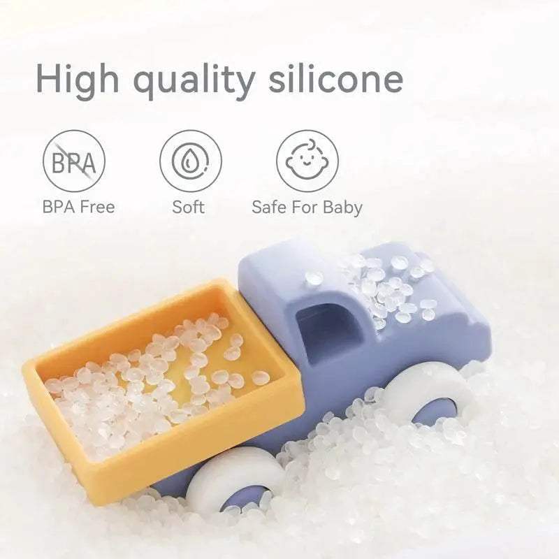 Baby BPA Free Silicone Car Ambulance Toys Wooden Cartoon Bus Teether Educational Montessori Toys For Children - ToylandEU