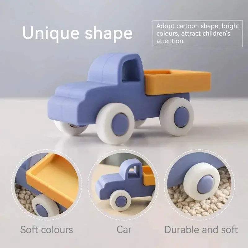 Baby BPA Free Silicone Car Ambulance Toys Wooden Cartoon Bus Teether Educational Montessori Toys For Children - ToylandEU