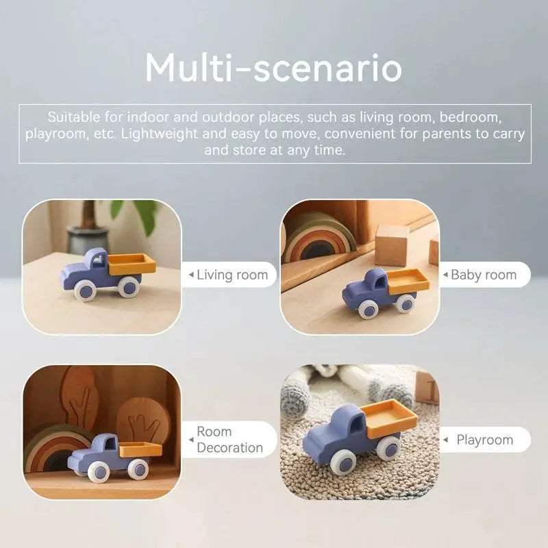 Baby BPA Free Silicone Car Ambulance Toys Wooden Cartoon Bus Teether Educational Montessori Toys For Children - ToylandEU