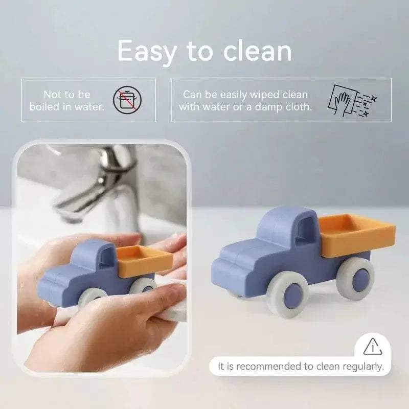 Baby BPA Free Silicone Car Ambulance Toys Wooden Cartoon Bus Teether Educational Montessori Toys For Children - ToylandEU