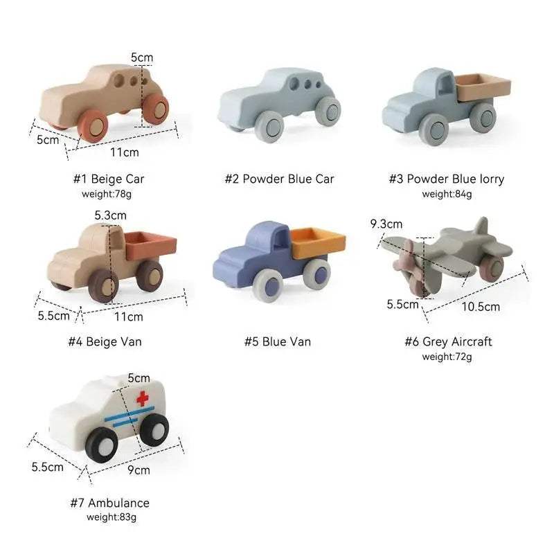 Baby BPA Free Silicone Car Ambulance Toys Wooden Cartoon Bus Teether Educational Montessori Toys For Children - ToylandEU