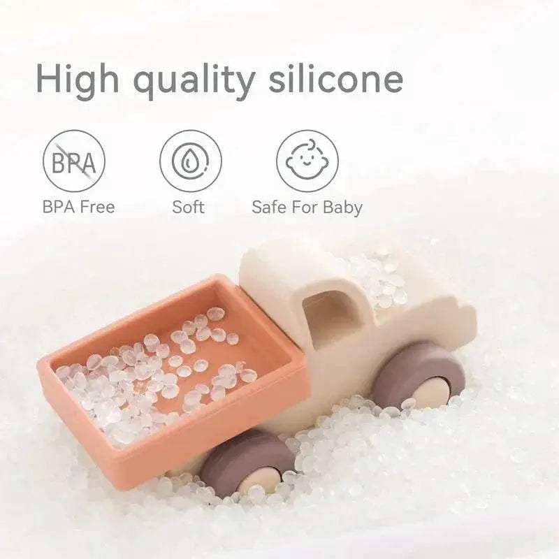 Baby BPA Free Silicone Car Ambulance Toys Wooden Cartoon Bus Teether Educational Montessori Toys For Children - ToylandEU
