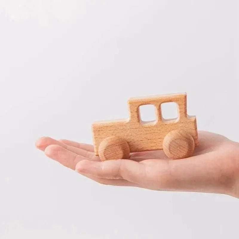 Baby BPA Free Silicone Car Ambulance Toys Wooden Cartoon Bus Teether Educational Montessori Toys For Children - ToylandEU