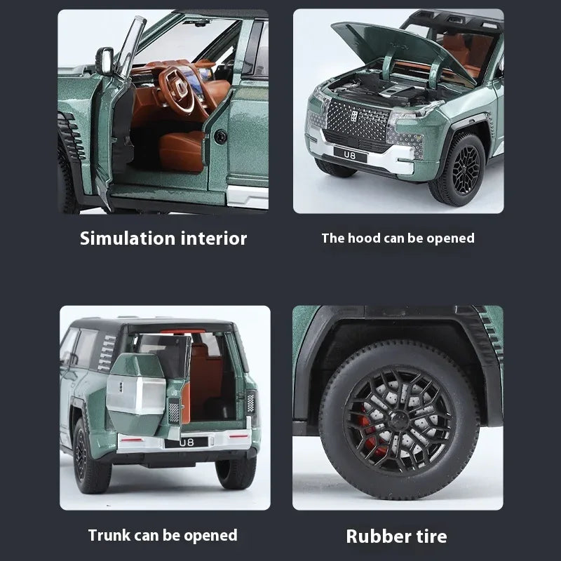 BYD Look Upat U8 SUV Diecast Model 1:24 Alloy Metal Sound Light Toy - ToylandEU