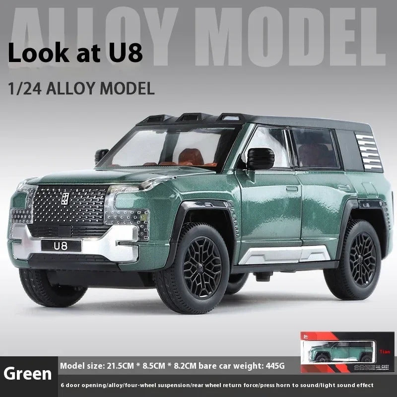 BYD Look Upat U8 SUV Diecast Model 1:24 Alloy Metal Sound Light Toy - ToylandEU