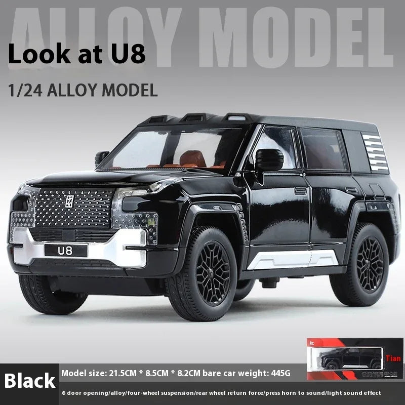 BYD Look Upat U8 SUV Diecast Model 1:24 Alloy Metal Sound Light Toy - ToylandEU