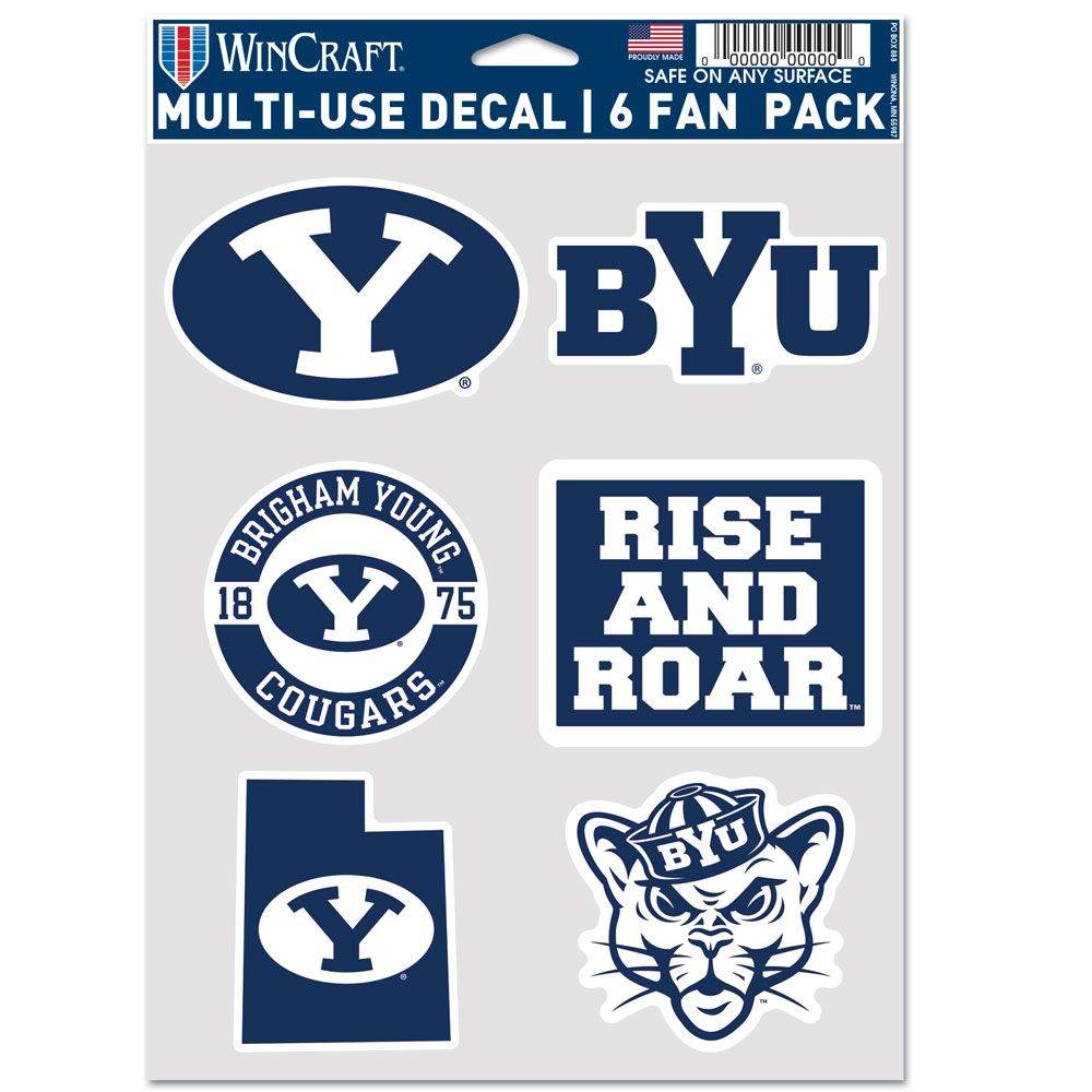 BYU Cougars Decal Pack Multi Use Fan Decals Six Pack - ToylandEU