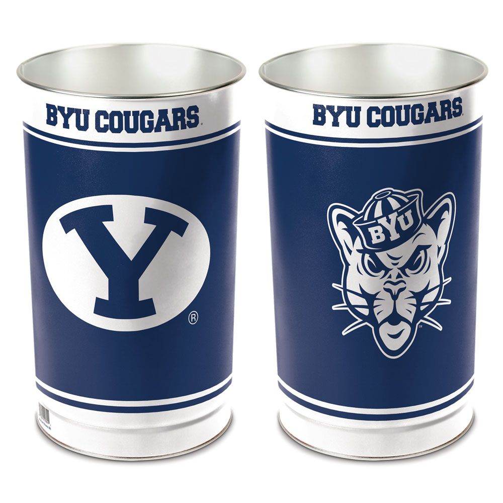 BYU Cougars Wastebasket 15 Inch Metal Office Decor - ToylandEU