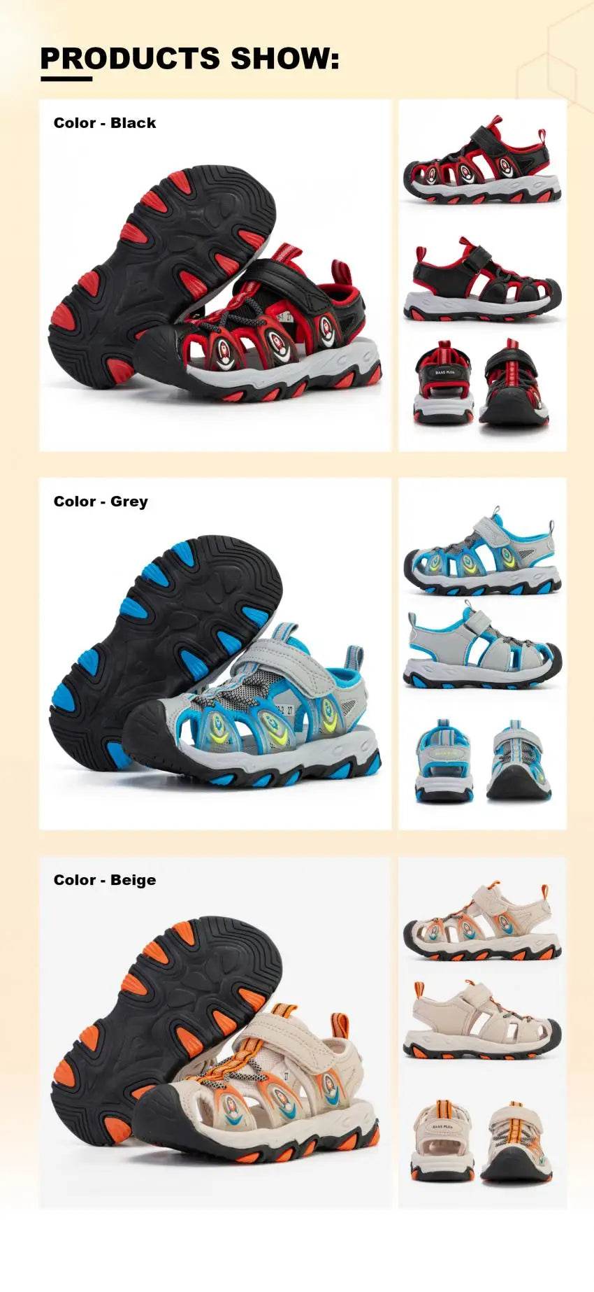 Baasploa Children Sandals Boys Fashion Breathable Beach Shoes - ToylandEU