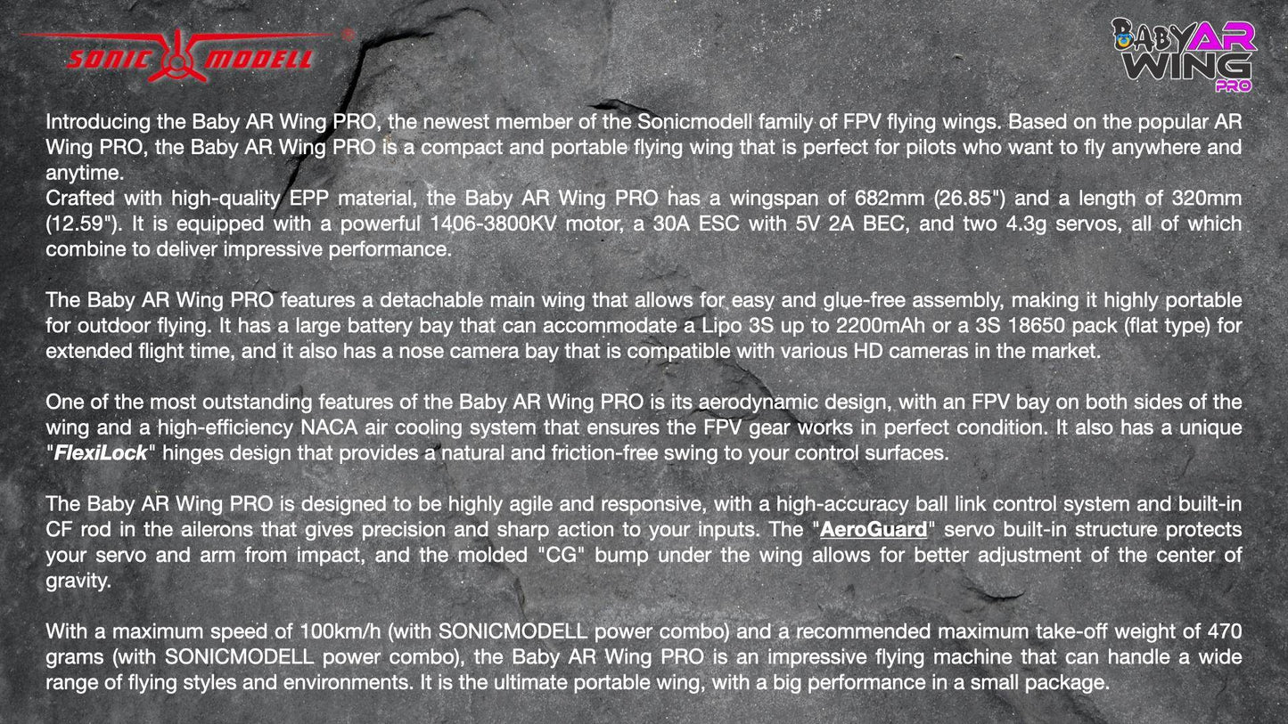 Baby AR Wing Pro 682mm Wingspan EPP FPV Flying Wing RC Airplane - ToylandEU