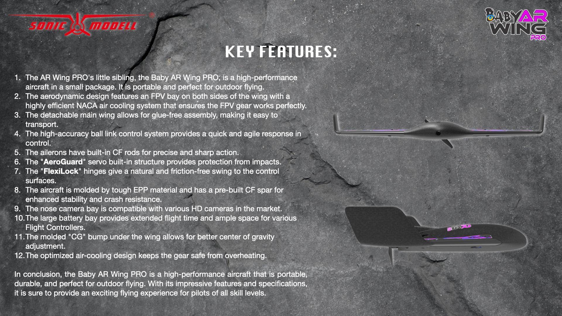 Baby AR Wing Pro 682mm Wingspan EPP FPV Flying Wing RC Airplane - ToylandEU