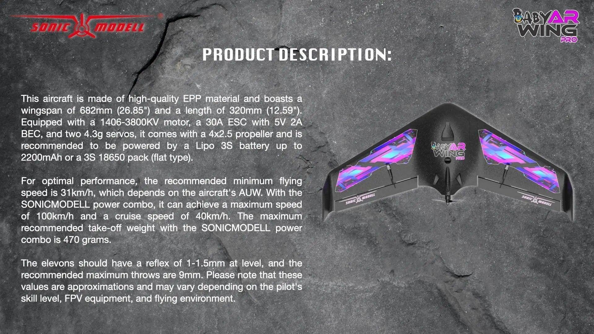  Baby AR Wing Pro 682mm Wingspan EPP FPV RC Airplane KIT/PNP -  ToylandEU™
