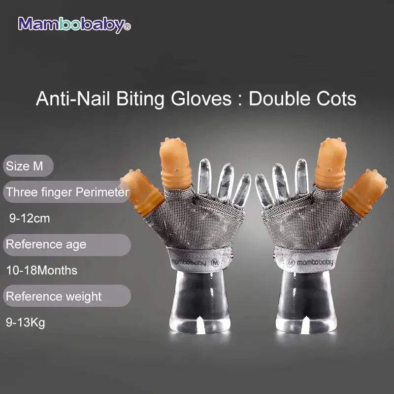 Baby Anti Bite Gloves With Silicone Finger Cots Stop Biting - ToylandEU