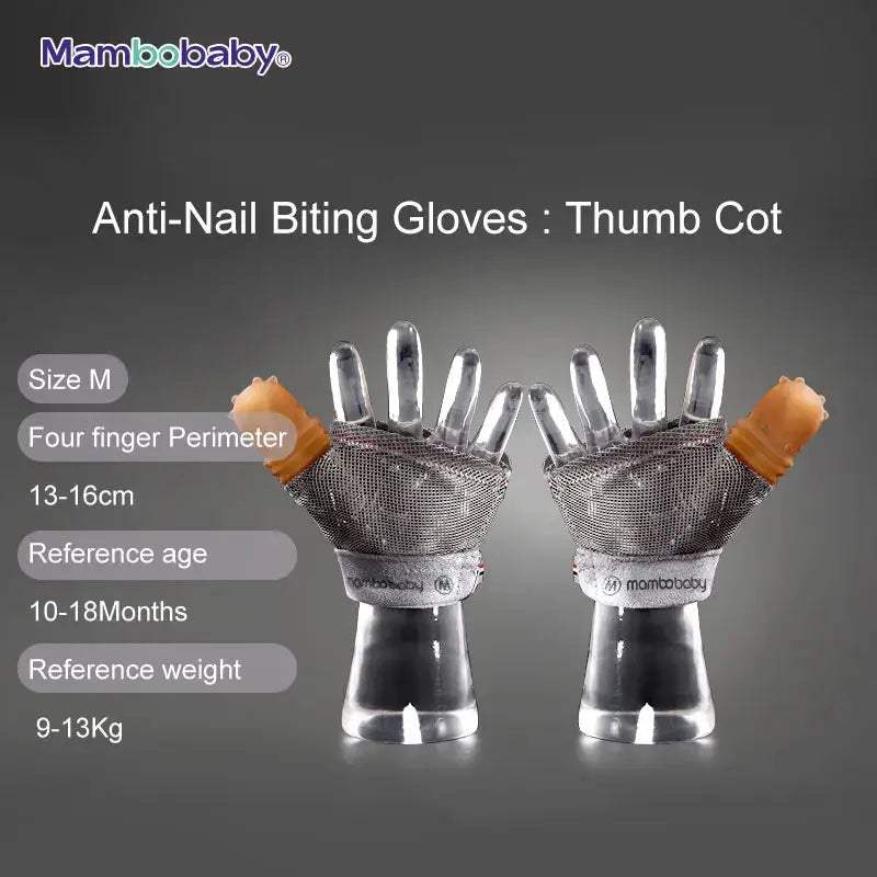 Baby Anti Bite Gloves With Silicone Finger Cots Stop Biting - ToylandEU