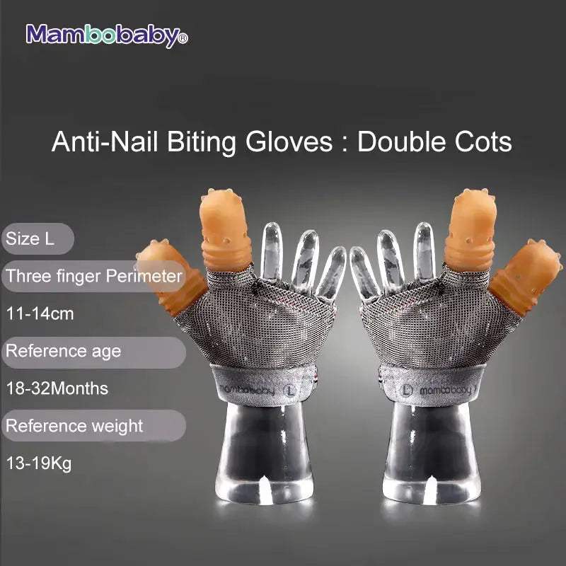 Baby Anti Bite Gloves With Silicone Finger Cots Stop Biting - ToylandEU