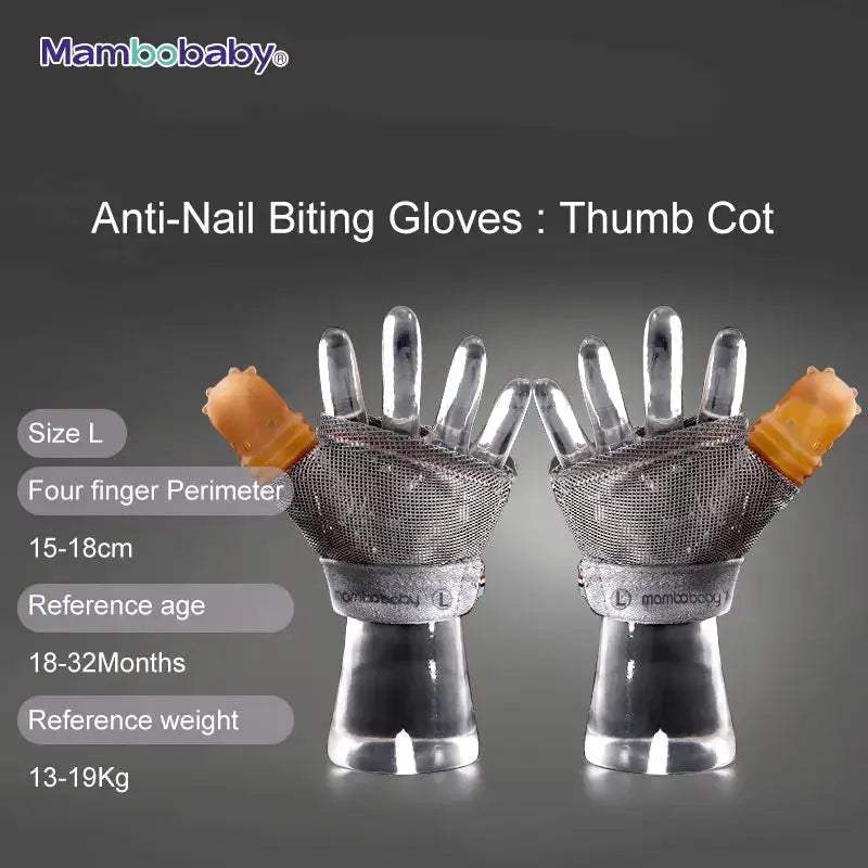 Baby Anti Bite Gloves With Silicone Finger Cots Stop Biting - ToylandEU