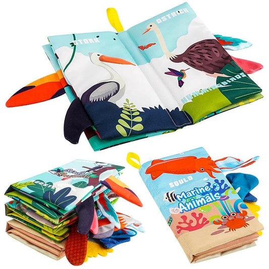 Бебешки книжки играчки 0-6 месеца 3 бр. меки книжки за бебета, намачкани с допир и усещане - ToylandEU