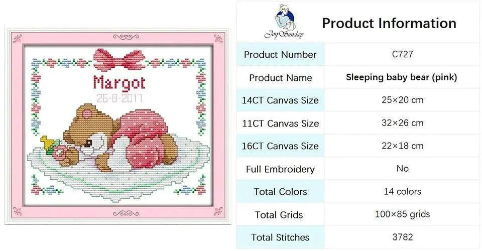  Baby Bottle Themed Cross Stitch Embroidery Kit - 14ct, 16ct, 11ct Printed Canvas Fabric for DIY Hand Sewing and Birth Certificates -  ToylandEU™