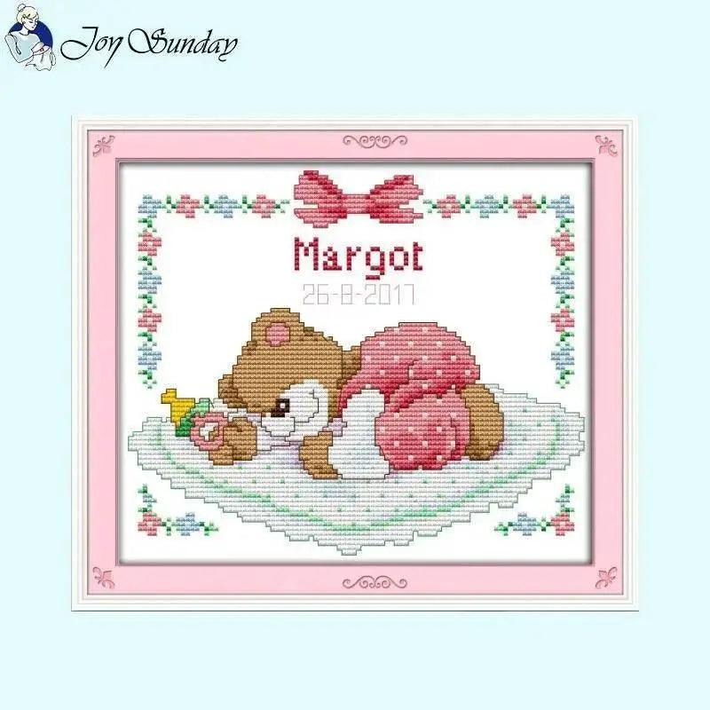  Baby Bottle Themed Cross Stitch Embroidery Kit - 14ct, 16ct, 11ct Printed Canvas Fabric for DIY Hand Sewing and Birth Certificates -  ToylandEU™