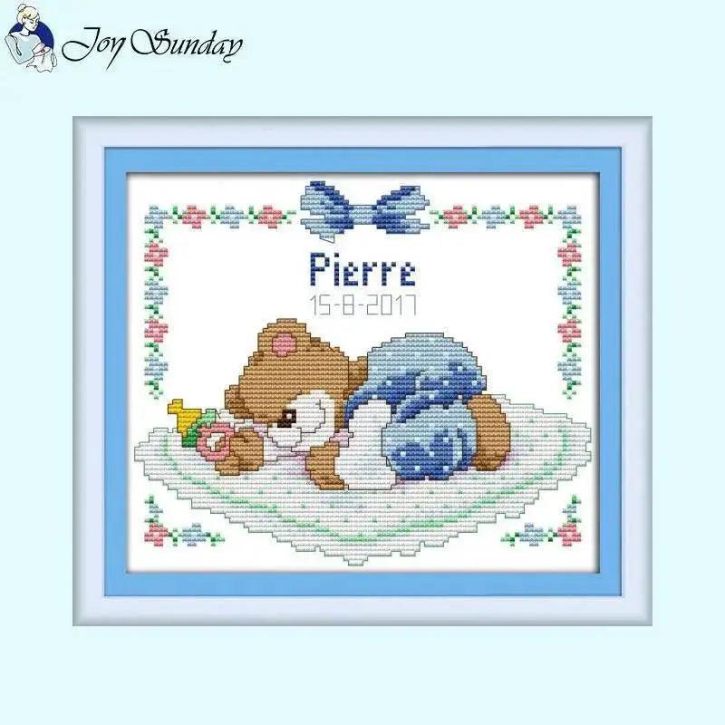  Baby Bottle Themed Cross Stitch Embroidery Kit - 14ct, 16ct, 11ct Printed Canvas Fabric for DIY Hand Sewing and Birth Certificates -  ToylandEU™
