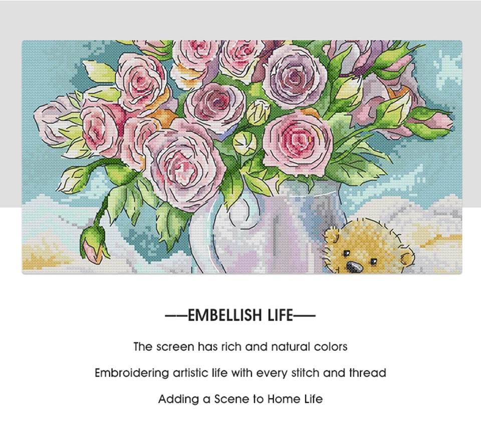 Baby Bottle Themed Cross Stitch Embroidery Kit - 14ct, 16ct, 11ct Printed Canvas Fabric for DIY Hand Sewing and Birth Certificates - ToylandEU