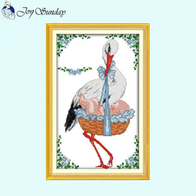 Baby Bottle Themed Cross Stitch Embroidery Kit - 14ct, 16ct, 11ct Printed Canvas Fabric for DIY Hand Sewing and Birth Certificates - ToylandEU