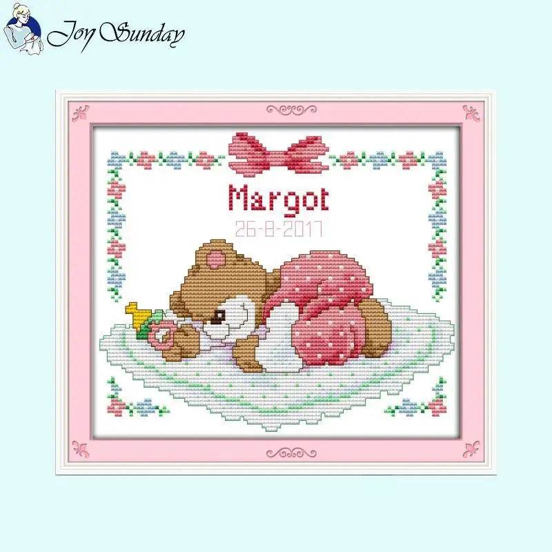 Baby Bottle Themed Cross Stitch Embroidery Kit - 14ct, 16ct, 11ct Printed Canvas Fabric for DIY Hand Sewing and Birth Certificates - ToylandEU