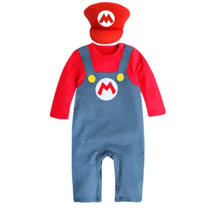 Baby Boy Anime Hooded Brothers Bodysuit Autumn and Winter Thin Section Fleece Long Sleeve Bodysuit Party Holiday Costume Red - ToylandEU