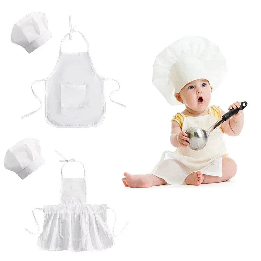 Baby Chef Apron Hat Outfit for Newborn Photography Prop Unisex Cook Costume for Boys and Girls - ToylandEU