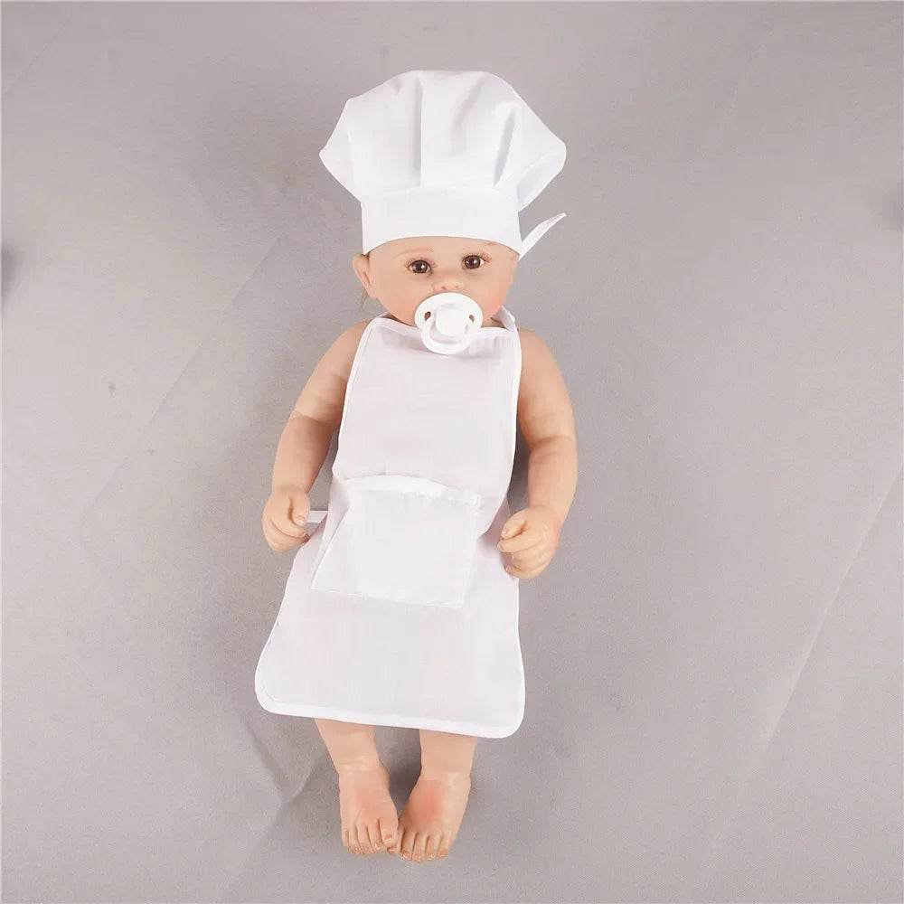 Baby Chef Apron Hat Outfit for Newborn Photography Prop Unisex Cook Costume for Boys and Girls - ToylandEU