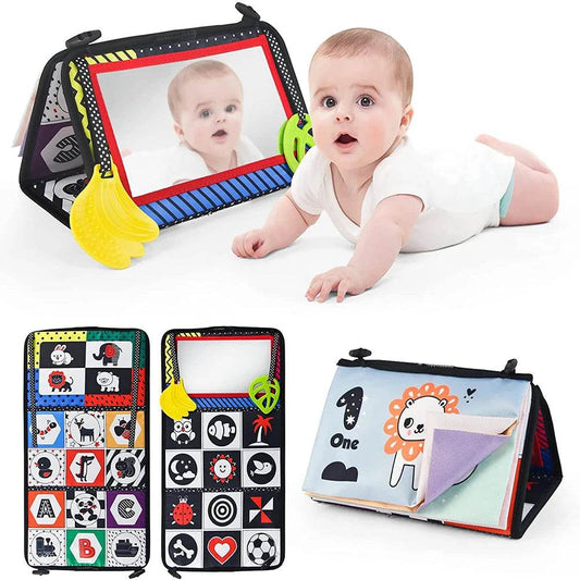 Baby Cloth Book with Distorting Mirror Soft Cartoon Parent Child Interactive Early Educational Montessori Toy for Children - ToylandEU