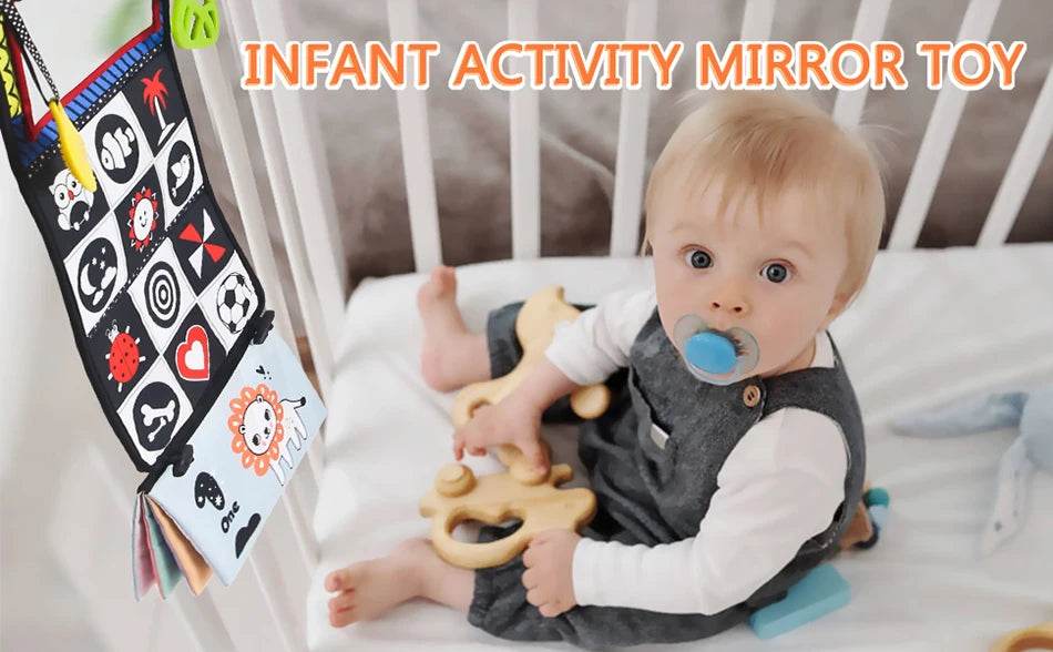 Baby Cloth Book with Distorting Mirror Soft Cartoon Parent Child Interactive Early Educational Montessori Toy for Children - ToylandEU