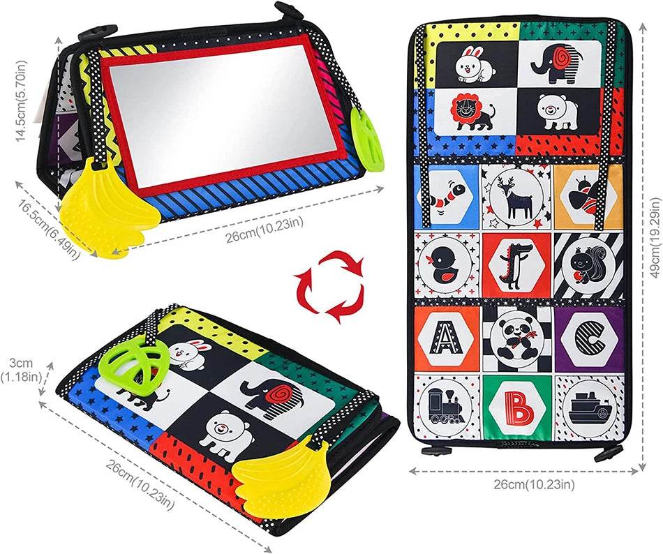 Baby Cloth Book with Distorting Mirror Soft Cartoon Parent Child Interactive Early Educational Montessori Toy for Children - ToylandEU