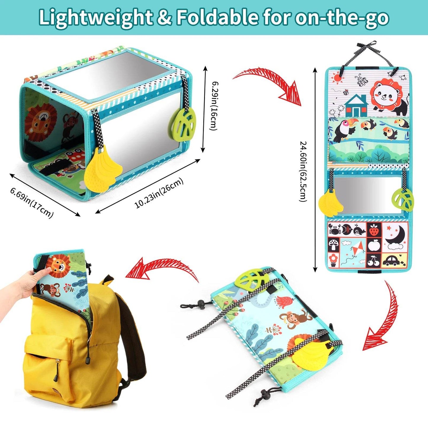 Baby Cloth Book with Distorting Mirror Soft Cartoon Parent Child Interactive Early Educational Montessori Toy for Children - ToylandEU