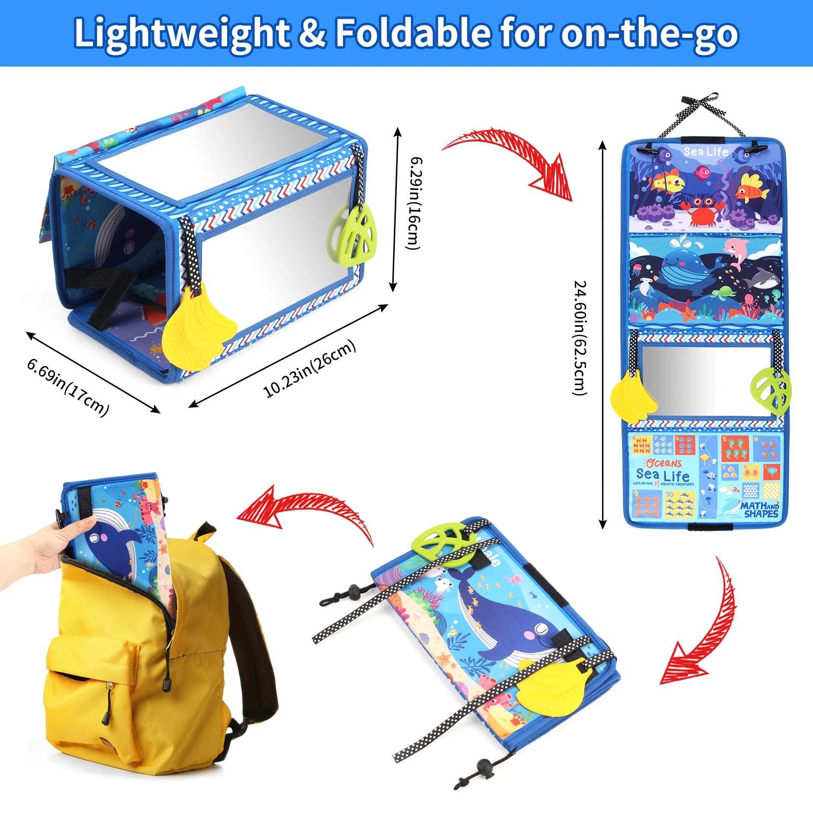 Baby Cloth Book with Distorting Mirror Soft Cartoon Parent Child Interactive Early Educational Montessori Toy for Children - ToylandEU