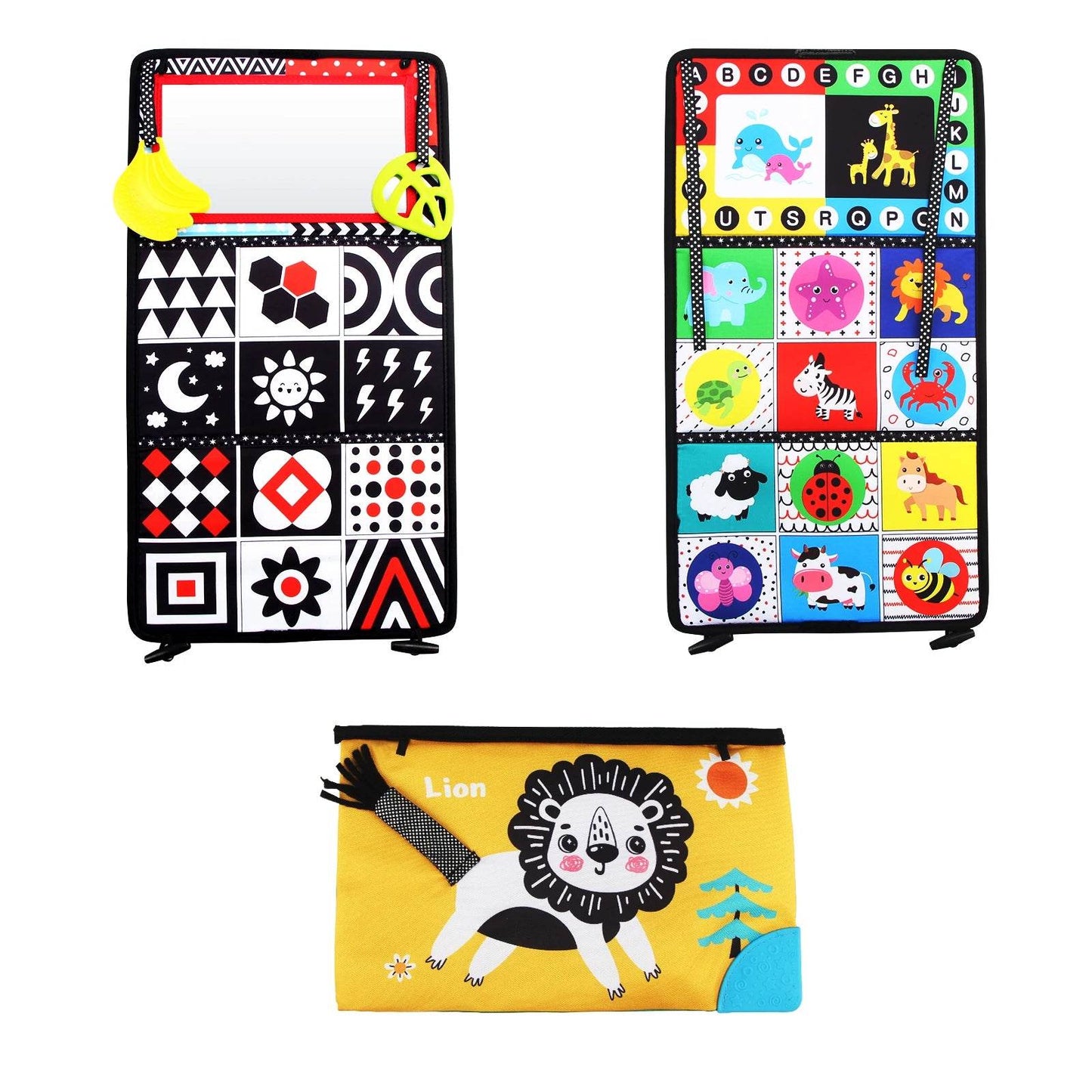 Baby Cloth Book with Distorting Mirror Soft Cartoon Parent Child Interactive Early Educational Montessori Toy for Children - ToylandEU