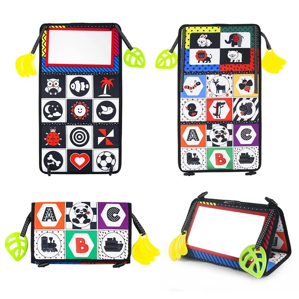 Baby Cloth Book with Distorting Mirror Soft Cartoon Parent Child Interactive Early Educational Montessori Toy for Children - ToylandEU