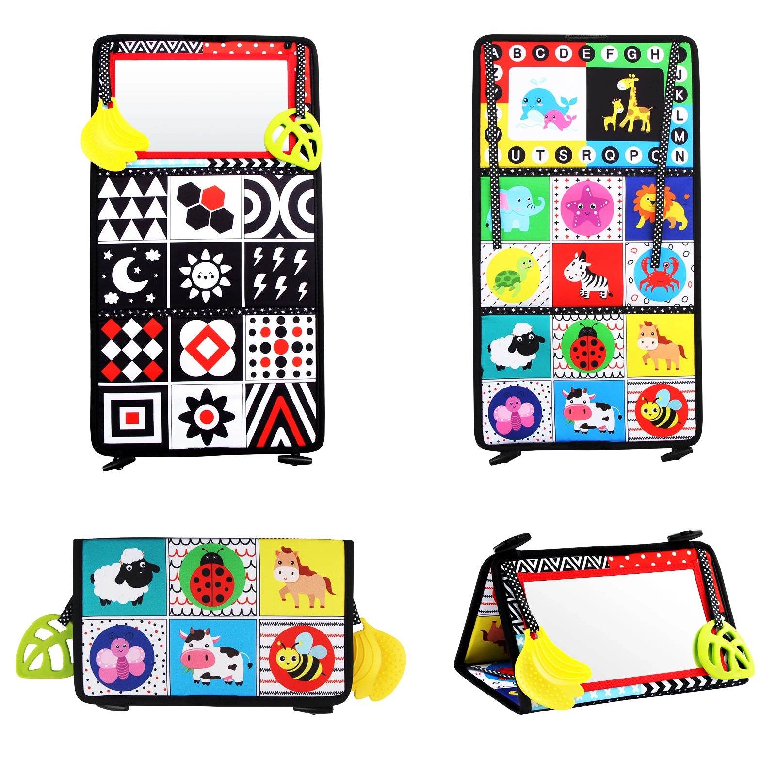 Baby Cloth Book with Distorting Mirror Soft Cartoon Parent Child Interactive Early Educational Montessori Toy for Children - ToylandEU