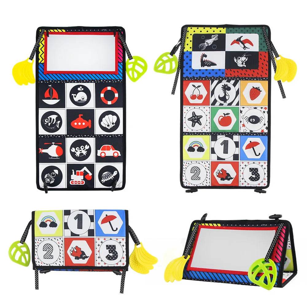 Baby Cloth Book with Distorting Mirror Soft Cartoon Parent Child Interactive Early Educational Montessori Toy for Children - ToylandEU
