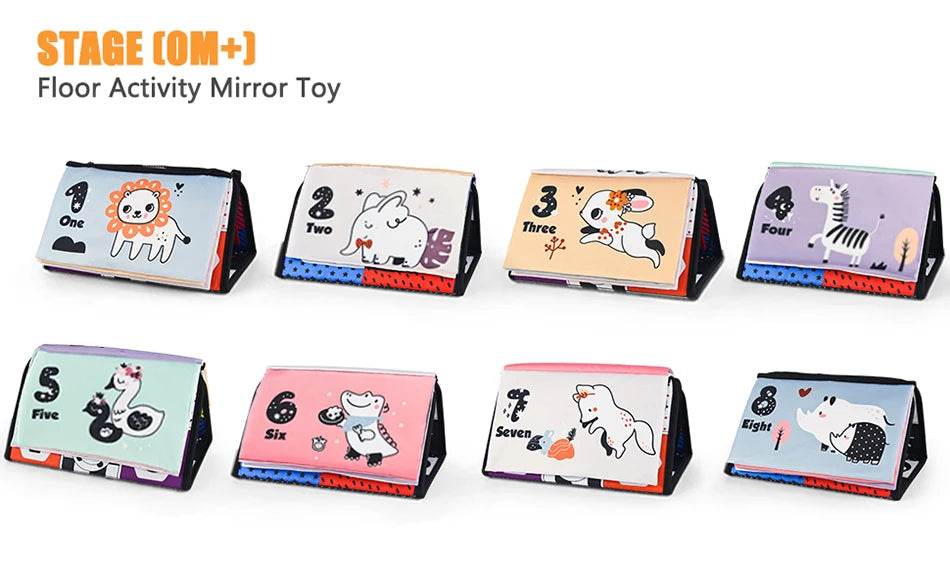 Baby Cloth Book with Distorting Mirror Soft Cartoon Parent-child Interactive Early Educational Montessori Toy for Children - ToylandEU