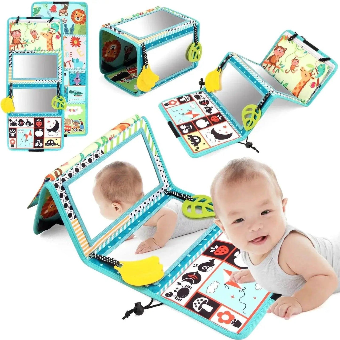  Baby Cloth Book With Distorting Mirror Soft Cartoon Interactive Montessori Toy For Baby Sensory Development -  ToylandEU™