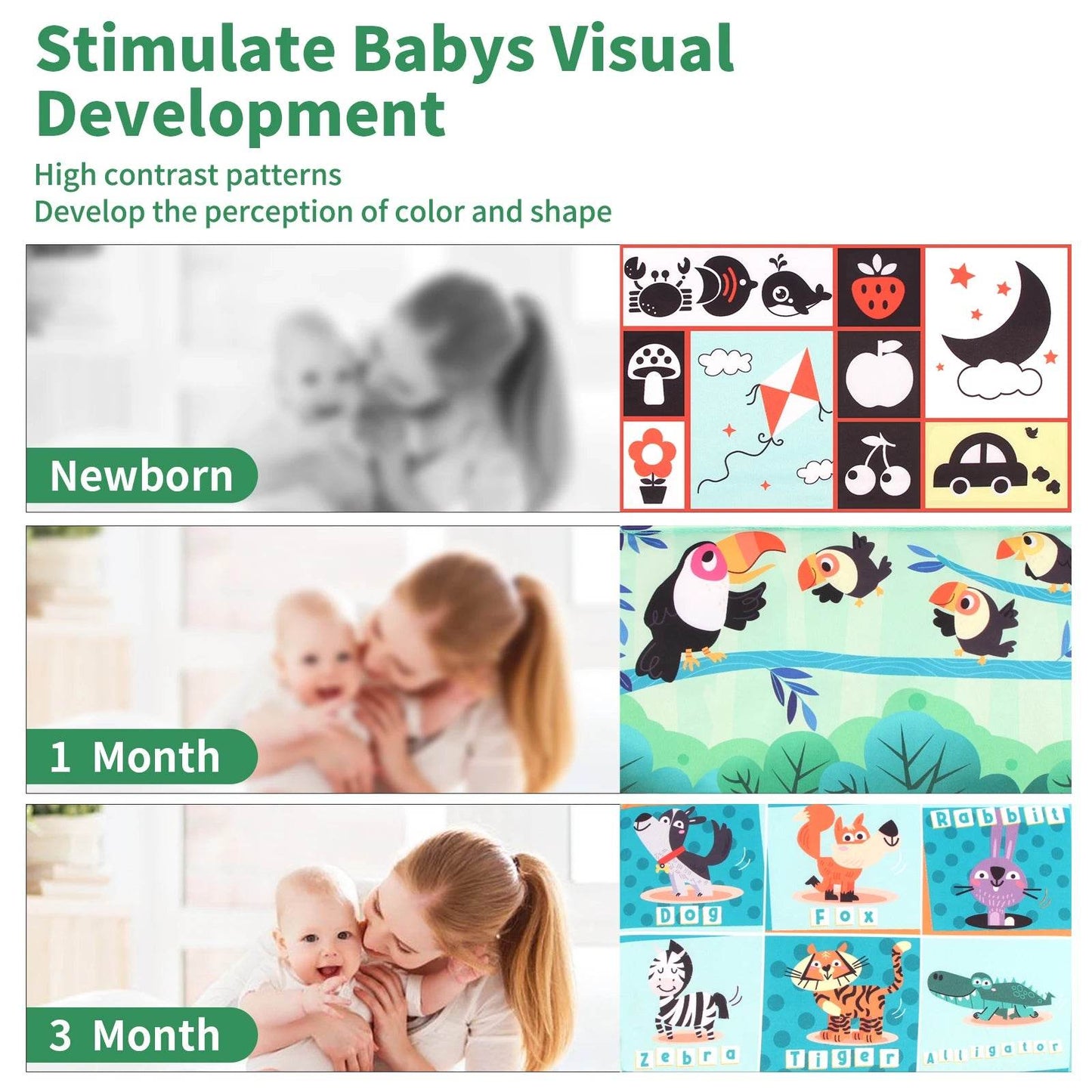 Baby Cloth Book with Distorting Mirror Soft Cartoon Parent Child Interactive Sensory Educational Montessori Toy - ToylandEU